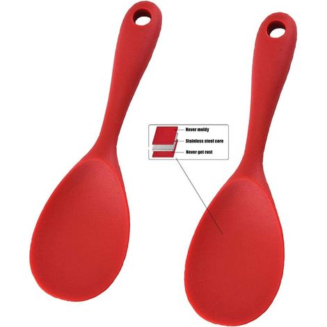 Cuillères de service, lot de 2 cuillères à riz, ustensile de cuisine en silicone (1/5)