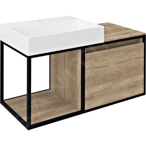 Sapho Skara - Meuble lavabo, 1000x495x465 mm, chêne Alabama/noir mat CG004-2222 (1/3)