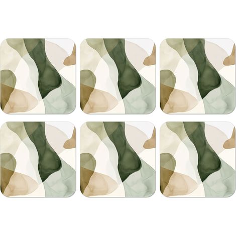 POSAVASOS Japandi - Abstracto - Verde Set de 6 10x10 (1/5)