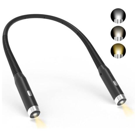Lampe de Lecture de Cou, Lampe lecture Rechargeable au lit, 3 Couleurs et 3 Niveaux de Luminosité Réglables, Pliable à 360°, Liseuse LED USB pour Voyager, Tricoter, Camping