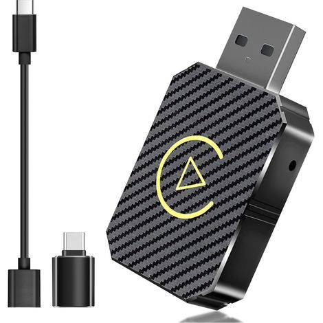 Adaptateur CarPlay sans fil pour iPhone – Bluetooth 5.0 et WiFi 5.8GHz – Compatible voitures 2016+ et iOS 10+ – Installation plug and play (1/5)