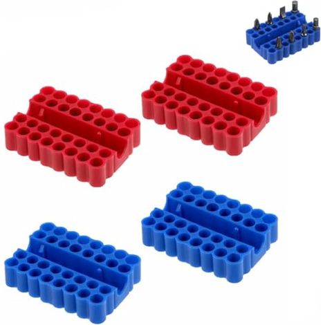 Lot de 4 porte-embouts de tournevis à tige hexagonale de 6,35 mm, bloc de rangement en plastique à 32 trous avec prise en main sécurisée, rangement compact pour forets de 6,35 mm, insert de boîte à (1/5)