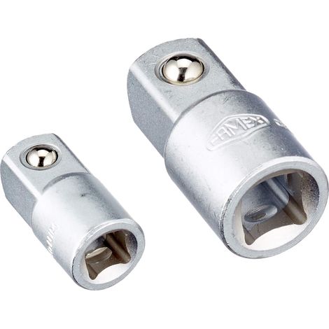 Famex 10695 - Adattatore per chiave a tubo, 2 pz., attacco da 6,3 mm (1/4") su 10 mm (3/8") e attacco da 10 mm (3/8") su 12,5 mm (1/2"), quadrato (1/2)