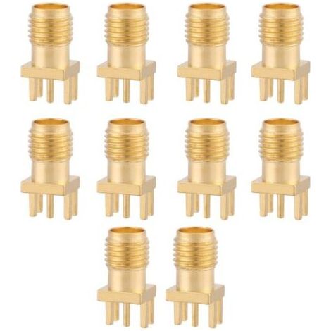 Yosoo Connecteur SMA Femelle, 10 Pièces Embase SMA Connecteur de Prise SMA en Laiton, SMA PCB Connector Connecteurs Femelles PCB SMA Montent des Connecteurs RF 50 Ohm pour Modules sans Fil (1/5)