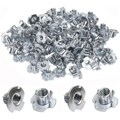 100 Carbon Steel Claw Nuts - Threaded Insert Nuts for Wood - M4x8mm (1/5)