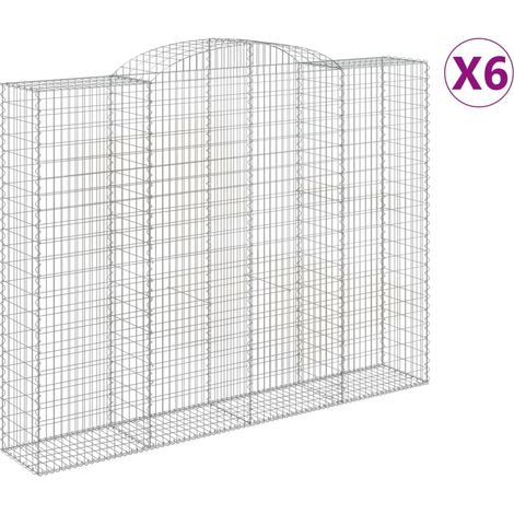 Gabbione Cestini Recinzione Gabbia Muro di Sostegno Arco 6 pz 300 x 50 x 220/240 cm Ferro Zincato Argento 020041027