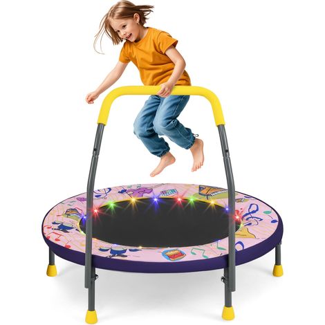 COSTWAY Kids 90cm Mini Trampoline Indoor Outdoor Folding Small Rebounder-Pink