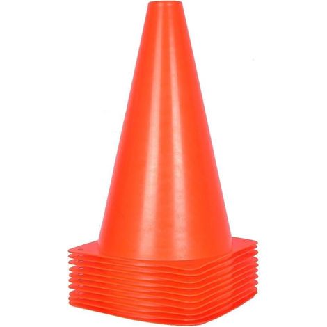 Cônes de signalisation de 23 cm, cônes de sport en plastique, cônes d'entraînement de football pour activités de plein air et événements festifs (lot de 10 ou 20) - 7 couleurs (1/5)