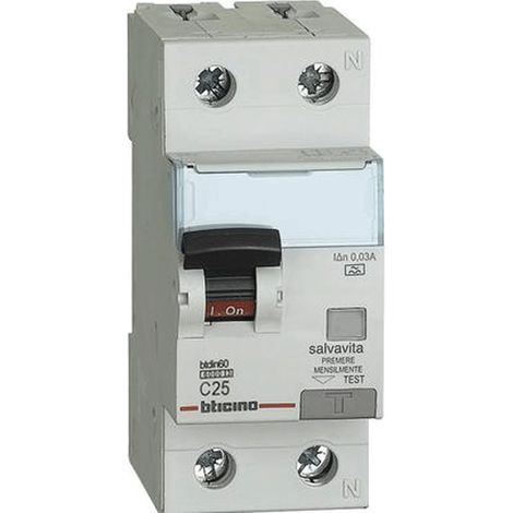 BTicino GN8813A25 Disjoncteur différentiel BTDIN60 1P+N type A 25A (1/2)