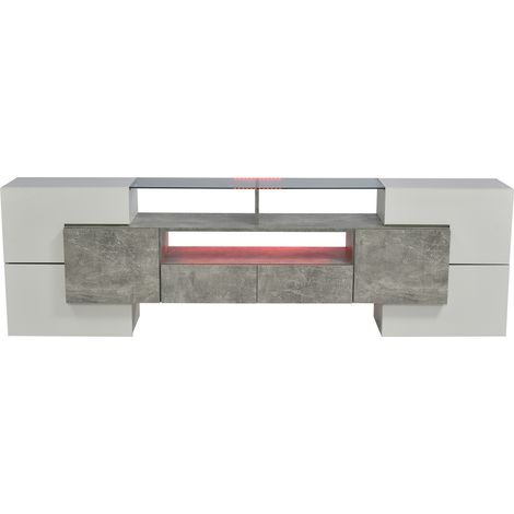 ELVMI Mobile TV con 6 Ante, 2 Cassetti e 3 Vani con LED per Soggiorno in MDF 200 × 35 × 60 cm Grigio (1/5)