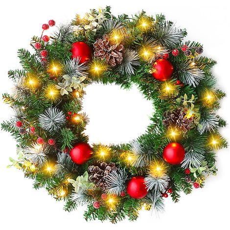Weihnachtskranz für die Tür, 30 cm, Weihnachtskranz, Weihnachtsdekoration, hängender künstlicher Blumenkranz, Weihnachtsbaumgirlande, Türgirlande (1/5)