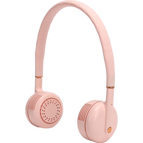 Ventilateur de cou rechargeable USB, portable et réglable, rose, idéal pour les voyages et les activités de plein air. (1/5)