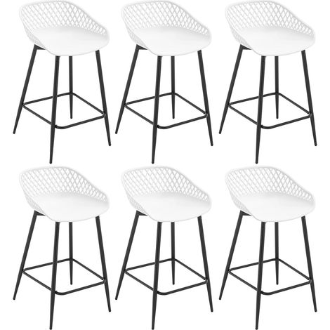 WOLTU 6x Bar Stools Breakfast Counter Chairs Bar Chairs Modern Stools for Kitchen Home Bar, White