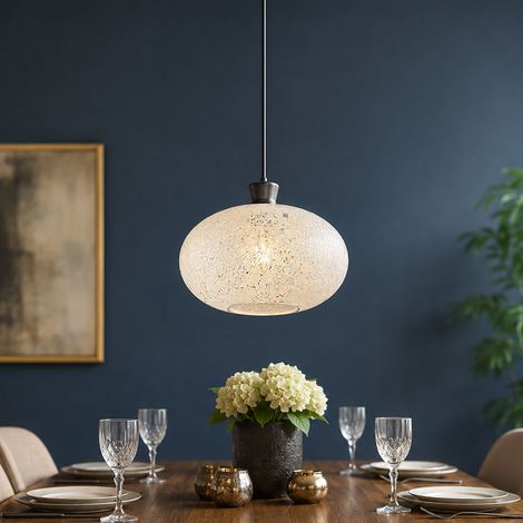 Pendelleuchte Hängelampe Deckenleuchte schwarz höhenverstellbar Glas H 120 cm (1/5)