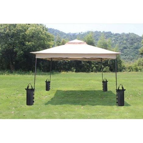 Lot de 4 sacs de lestage robustes à double couture - Poids de jambe pour auvent dépliant, tente, pieds lestés, sac de sable, sac d'extérieur noir (rond, 15 x 49 cm, noir).. (1/3)