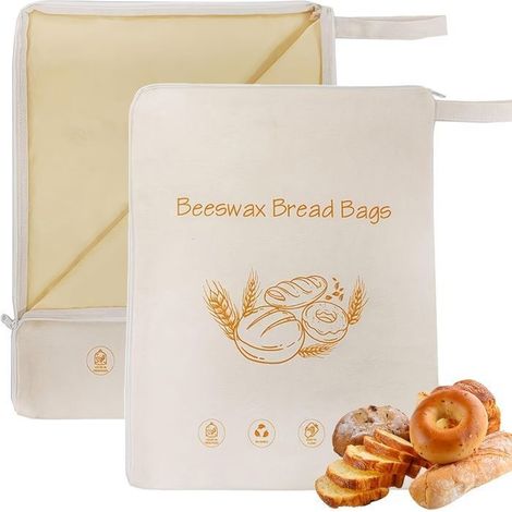 BelleRise - Un sac à pain doublé de cire d'abeille. Ce sac pratique est doté d'une fermeture à glissière. (1/5)