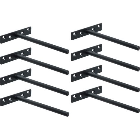 Equerre Etagere Murale Fixation Flottante Invisible, Support Etagere Murale en Métal, Tablette Flottante Support Charge Lourde, Longueur 150MM, Noir 8 Pcs (1/5)