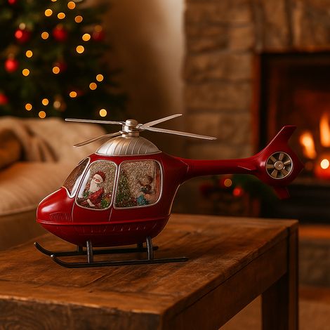 EDG Enzo De Gasperi Decoro Natale Elicottero H 23 Cm L 47 Cm L 10,5 Cm Musica Mov. Led Red (1/4)