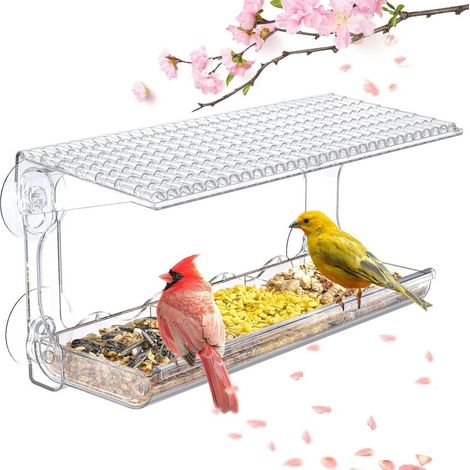 Fenster-Vogelfutterhaus für Außenbereich, transparentes Vogelfutterhaus zur Fenstermontage mit starken Saugnäpfen, zur Beobachtung von Wildtieren im Garten, Hof, auch für ältere Kinder geeignet. (1/5)