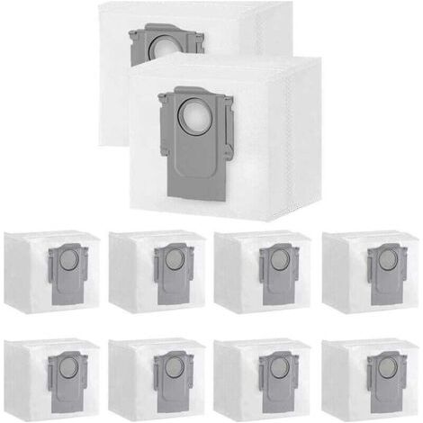 Lot de 10 sacs à poussière pour Xiaomi Roborock S7 Max Ultra / S7 Pro Ultra / Q7+ / Q7 Max+ / Q5+ Station d'aspiration robot aspirateur 3 l grande capacité Sac de rechange jetable,Filtre Brosse