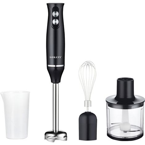Mixeur 4-en-1 – Moteur Puissant 500W, 2 Vitesses, Fouet & Lames en Acier Inoxydable, Bol Hachoir de 500ml, Mixeur à Main Multifonction pour Fouetter, Mélanger & Hacher, Crème. (1/5)