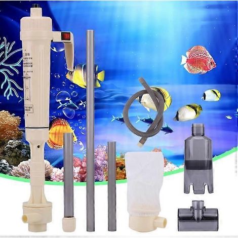 Nettoyeur de gravier pour aquarium, outil de nettoyage de gravier pour poissons alimenté par piles, siphon pour poissons, tube réglable, convient aux grands et petits aquariums (1/5)