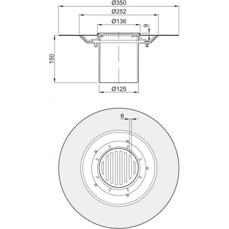 ACO Easy-Flow Aufsatzstück D136/ ABS/Rahmen/Schlitzrost V2A lose, 5141.32.00