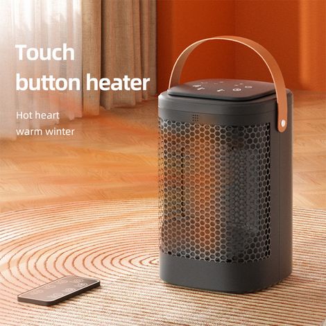 Chauffage d'appoint pour intérieur, 1200 W, céramique PTC, oscillation à 70°, protection anti-basculement et anti-surchauffe, 3 vitesses réglables, minuterie 12 h, chauffage rapide et silencieux, télé (1/2)