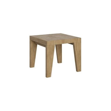 Petite table carrée 90-90cm extensible 10 personnes 90 à 246cm bois clair Naxo-Support 4 pieds (1/5)