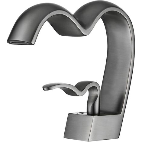 ZVD Mitigeur Lavabo Luxe Léger Robinet Salle Bain Eau de Cascade Robinet Lavabo Chaud et Froid Réglables Robinet Salle de Bain En Forme de Coeur Mitigeur Salle de Bain Un Seul Trou Type Assis (1/4)