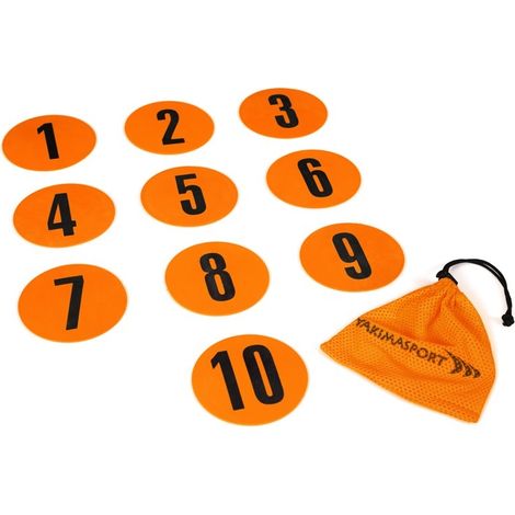 Marcadores de campo planos, numerados del 1 al 10.