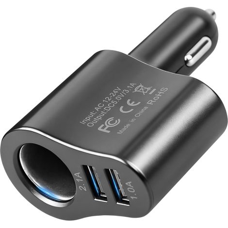 Chargeur de voiture USB, chargeur de voiture 3 en 1, adaptateur USB Type-C 2,1 A rapide 12 V/24 V 80 W (1/5)