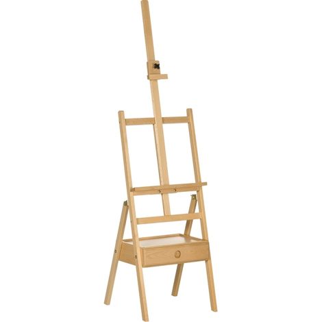 Chevalet d’artiste en bois réglable avec tiroir de rangement, pliable, pour toile jusqu’à 92 cm, trépied stable pour atelier et studio  CHICFURN (1/5)