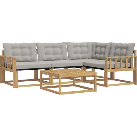 Set di divani da esterno 5 pcs Bianco e Grigio Chiaro vidaXL