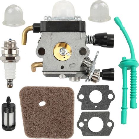 CSPARKV Carburateur avec kit de Conduite de Carburant Filtre à air pour STIHL FS38 FS45 FS46 FS55 KM55 HL45 FS45L FS45C FS46C FS55C FS55R FS55RC Coupe Herbe Mangeur de Mauvaises Herbes