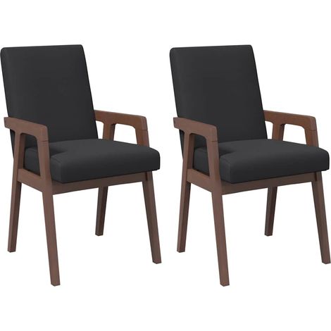 vidaXL Sedie da Pranzo con Cuscini 2pz Marrone Legno Massello di Hevea (1/5)