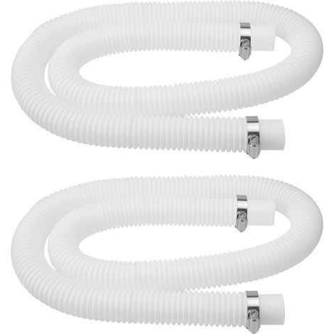 Set mit 2 x 32-mm-Poolschläuchen und 4 Metall-Schlauchschellen – Saug- und Filterschlauch für Aufstell-, Teich- und Solarpoolpumpen – 150 cm, Weiß (1/5)