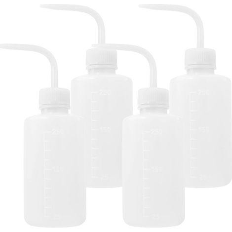 Flacon de Lavage - 250 ml - Bec Verseur Coudé 85° - Plastique Haute Qualité - Pour Tatouage Laboratoire Coiffure - Lot de 4 (1/5)