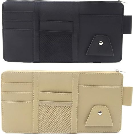 Lntyq 2-teiliger Organizer für Sonnenblenden im Auto, Organizer für Sonnenblenden im Auto, Auto-Innenausstattung, für Handys, Karten, Brillen, Bargeld (1/5)