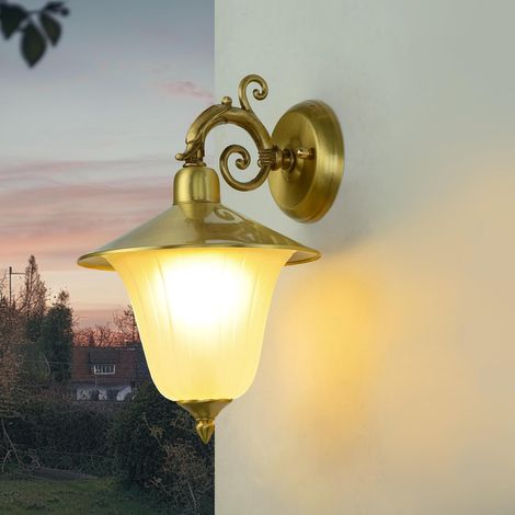 Außenlampe Wand Messing Glas IP64 E27 dekorative Wandleuchte Garten Haus (1/5)