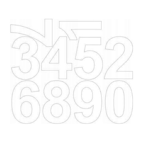 Pegatinas autoadhesivas con números de 8 cm, color blanco mate. (1/2)