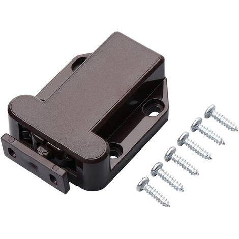 Yellow-brown Touch Release Latches for Cabinets, 4 Pieces, Closet Door Latches for Cabinets, Touch Latches with Screws, Cabinet Furniture Door, Black Touch Latch (1/5)