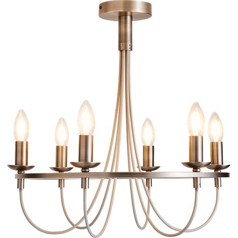 Litecraft Fredericka 6 Light Ceiling Pendant E14 Base 6 Watt LED - Pewter (1/5)