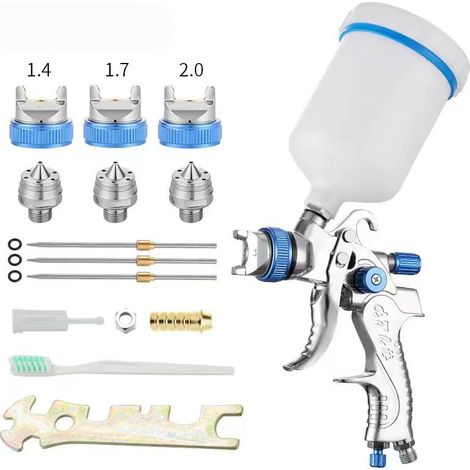 Pistolet peinture HVLP 600cc 1,4/1,7/2,0 mm, haute pression professionnel (1/5)