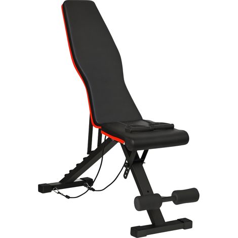 Banc de musculation - HOMCOM - pliable - dossier réglable 6 niveaux assise ajutable 4 niveaux - dossier assise rembourrés - noir