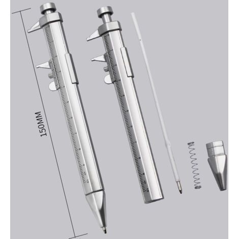 Pied à coulisse 2 en 1 0-100mm, stylo à bille, Gadget pour hommes et femmes, cadeaux, ingénieur, menuisier, étudiant charpentier (1/4)