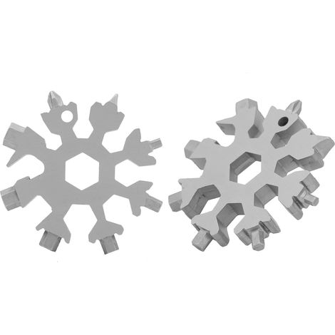 2 pièces tournevis 18 en 1 forme flocon, clé multifonction portable, outils d'extérieur, argenté (1/5)
