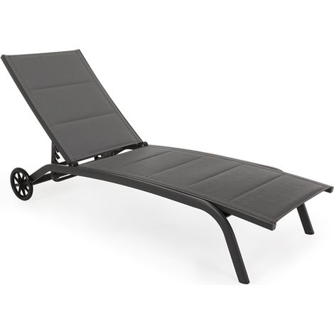 Sonnenliege "Cleo" aus Aluminium mit Rädern für den Außenbereich -Anthrazit / Klassisch