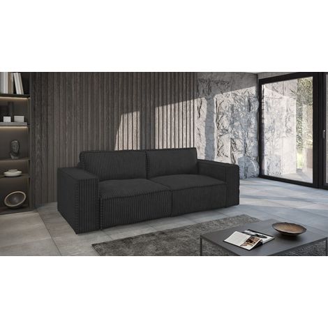 Sofa 3-Sitzer mit Schlaffunktion VAJANA Stoff Tilia Schwarz (1/5)