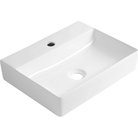 Aqualine Soyo - Lavabo 46x36 cm, senza troppopieno, con foro per rubinetto, bianco NP465 (1/5)